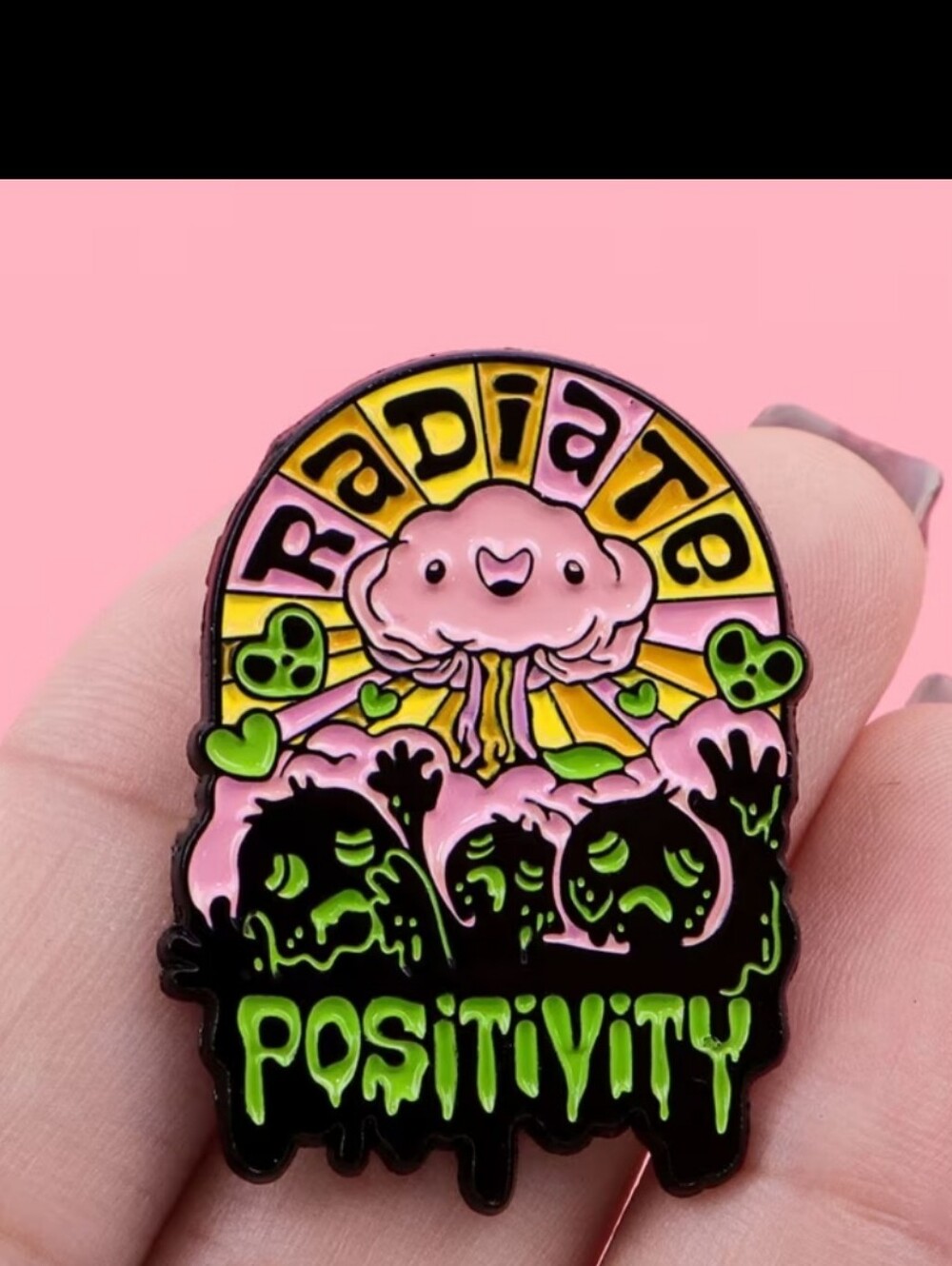 Radiate Positivity Pink & Green Enamel Pet Pin